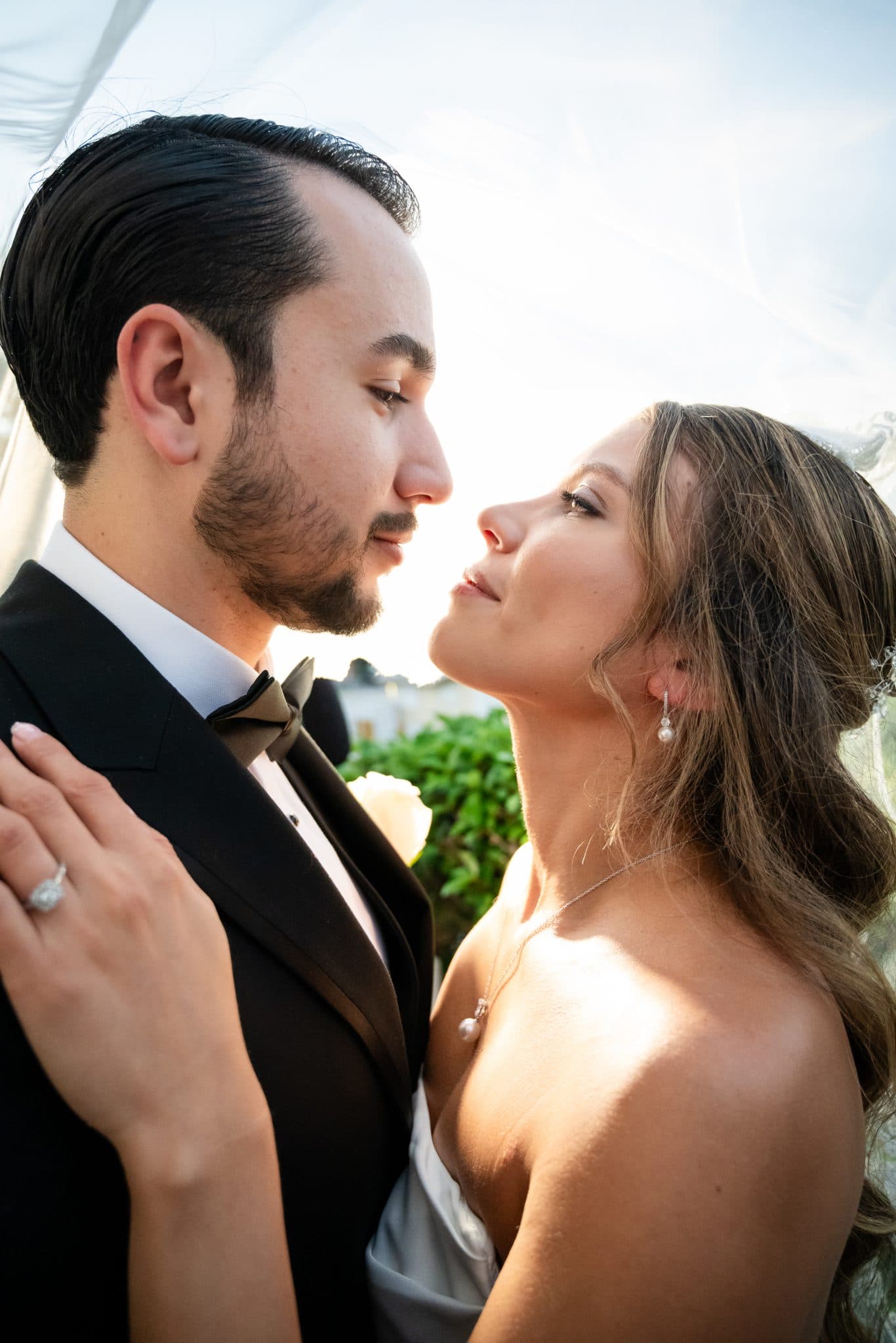 Bride and groom in an intimate moment